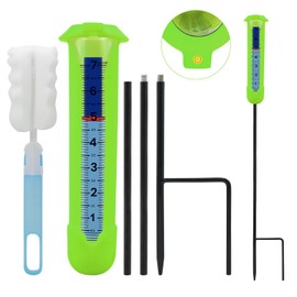 Upgraded Rain Gauge Outdoor, Freeze Proof Rain Gauge with Silicone Cover & Levelling, Large Clear Numbers and Adjustable Height Decorative Rain Measure Gauge with Float Marker for Lawn, Garden, Yard