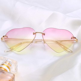 Dollger Sunglasses Womens Heart Shaped Sunglasses Thin Metal Frame Lovely Heart Style for Ladies UV400 Protection