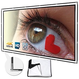 Foldable Projector Screen 120 inch with Upgraded Combined Pole Frame 16:9 HD 4K Anti-Crease Portable Double Sided Projection Screen