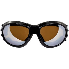 Birdz Eyewear Red Baron Motorcycle Aviator Goggles Black Padded Frame Anti Fog Driving Mirror Lens w/Microfiber Pouch