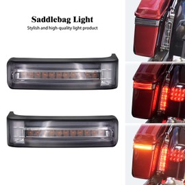 HDBUBALUS Motorcycle Saddlebag Tail Lights Run Brake LED Turn Signal Lamp Fit for Harley Touring Street Gilde Road Gilde Road King Electra Glide Ultra Limited 2014-2023 (Black Smoke)