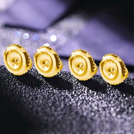 3 Pairs Screw Earring Backs, 925 Sterling Silver Screw On Earring Backs Replacements for Studs, 18K Gold Plated Hypoallergenic Screw Backs Fit for 0.032" Threaded Post (Gold)