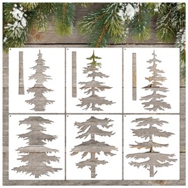 Large Stencils for Painting on Wood Fence Giant Wall Stencils Reusable Templates for Garden Fence Window Wall Furniture Mural (Pine Tree)