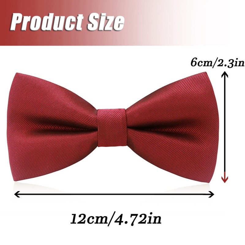 SUJIBHI Men's Bow Tie Classic Solid Color Pre-Tied Bow Tie