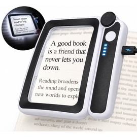 4X Large Handheld Magnifying Glass for Reading – LED Lighted USB Rechargeable Magnifier for Home Use