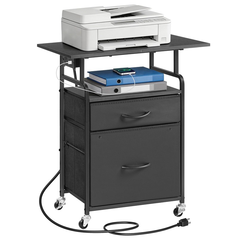 Printer Stand, Printer Table with Drawers, Mobile Filing Cabinet with