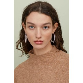 FUNTE Hoop Earrings Gold/Silver Women's Earrings Gold Hypoallergenic Hoop Earrings Silver 925 Plated for Women Girls