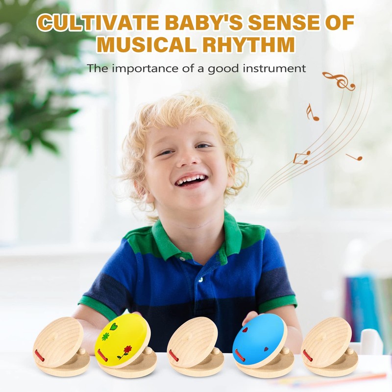 Ahvqevn Music Castanet Instrument, Wooden Finger Castanet Percussion Instrument, Rhythm