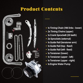 OCPTY Timing Chain Water Pump Kit fits for TK7660-1WP Infiniti FX35 G35 350Z Altima Maxima Murano 3.5L 2003-2007