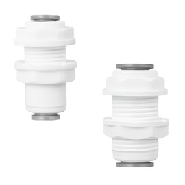 Qrity 1 Set Bulkhead Fitting, Water Filter Fitting, 1/4 Inch Bulkhead Fitting Water Pipe Connector + 3/8 Inch Bulkhead Fitting Water Pipe Connector