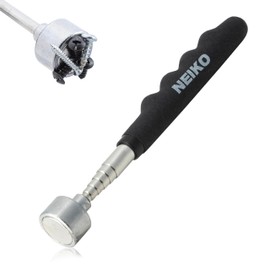 NEIKO 25 Lb Telescoping Magnetic Pickup Tool, 30" Extendable, Silver Stainless Steel, Cylindrical, 1" Head, 25 Lb Pull Force