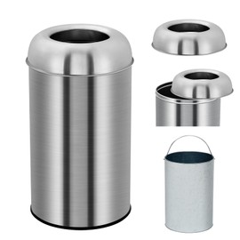 Garvee 13 gal/50 L Open Top Trash Can, Stainless Steel Garbage Can with Removable Inner Bucket, Heavy Duty Commercial Grade Round Waste Container for Kitchen, Home, Office