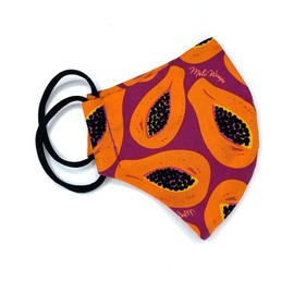 Meli Wraps - Reusable Cotton Face Masks, Washable Face Mask with Adjustable Ear Loops, Large Face Mask for Men, Women and Children, With Purple Papaya Mask Design