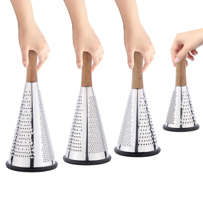 Cone Cheese Grater with Handle Stainless Steel Grater Triple Function