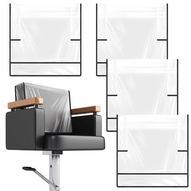 Hoolerry 4 Pcs Salon Chair Cover, Clear Square Chair Protectors,