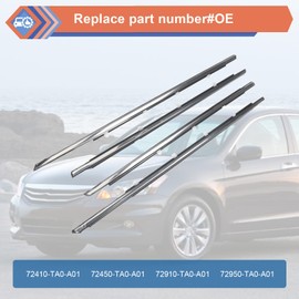 ZONFANT 4 Pcs Car Outer Door Window Moulding Trim Weatherstrip Seal Belt Compatible with Honda Vehicle 2008-2012 Accord, Replace#72410-TA0-A01 72450-TA0-A01 72910-TA0-A01 72950-TA0-A01