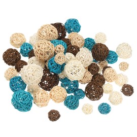 PATIKIL Wicker Rattan Balls, 72 Pcs Decorative Balls for Centerpiece Bowls Home Decor 4 Sizes(White/Blue/Deep Brown/Natural, 2.4",2",1.6",1.2")