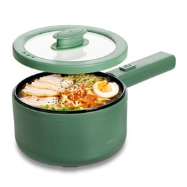 COOK WITH COLOR Electric Hot Pot, 1.6L Mini Cooker, 700W Power, Non-Stick Surface, Thermal Cut-Out Protection, Perfect for Rice, Noodles, Soups, Stews, Dorms, Apartments, and Small Kitchens, Dark Sage
