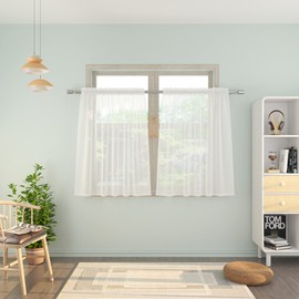 White Sheer Tier Curtains 36 inch Kitchen Tiers Voile Cafe Curtains Small Short Half Window Curtain Panels Rod Pocket 2 Panels 25"x36"