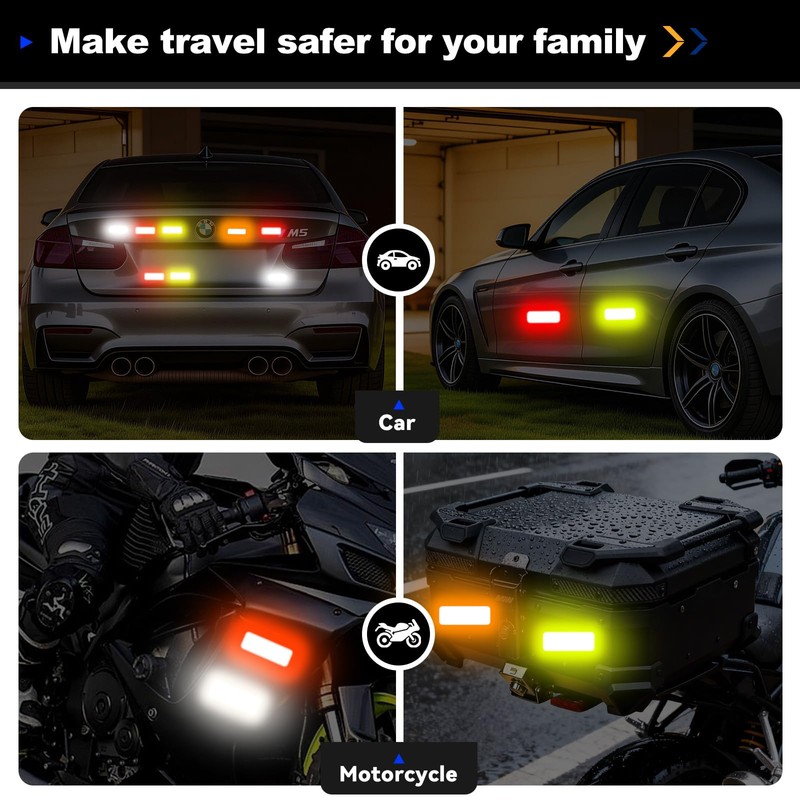 PHIXBEAR Super Reflection Reflective Stickers Magnet for Car, 10 Pcs