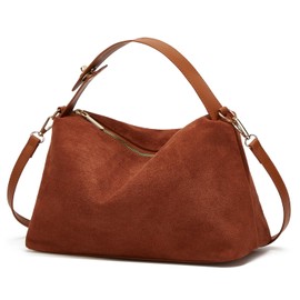 Trendy Suede Cloud Crescent Shoulder Bag Women Hobo Bags Satchels Crossbody Phone Purse Top-handle Travel Tote Handbag, Brown, Small