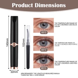 Heated Eyelash Curler, Eyelash Curler Heated lash Curler, Electric Eyelash Curler with 2Pcs Brush, 3 Levels of Temperature Adjustment Electric Eyelash Curler, Curling Kit in Seconds Curling (Black)