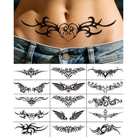 funlist 30 tatuajes temporales para la zona lumbar, tatuajes para despedida de soltera, tatuajes temporales realistas, accesorios Y2K, pegatinas de tatuajes falsos de larga duración para brazo y cuell