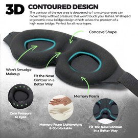 unel Eye Mask for Sleeping, 3D Black Sleep Mask for Men & Women, Perfect for Travel, a Nap or Shift Work - Total Blackout