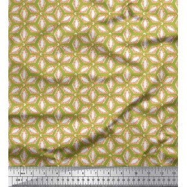 Soimoi Green Rayon Fabric Geometric Mandala Print Fabric BTY 56 Inch Wide