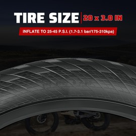 MEGHNA Fat Bike Tire 20 x 3.0 inch Mountain Bike 76-507 Fat Tire 20 inch Heavy Duty Arrow Grooves Anti-Slip Foldable Replacement All Terrain Tire Cruiser Bike Electric Bike (1 Pack, 20 x 3.0 inch)