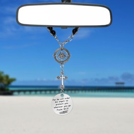 Cross Hanging Ornaments for Car Rear View Mirror, for He Will Order His Angels to Protect You Wherever You Will Go, Psalm 91:11, Car Accessories for Women