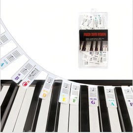 NALU 88-Key Piano Note Stickers - Removable Silicone Keyboard Labels with Staff & Note Names - Perfect for Beginners & Kids Learning Piano (Fits 88 & 61-Key Digital Pianos)