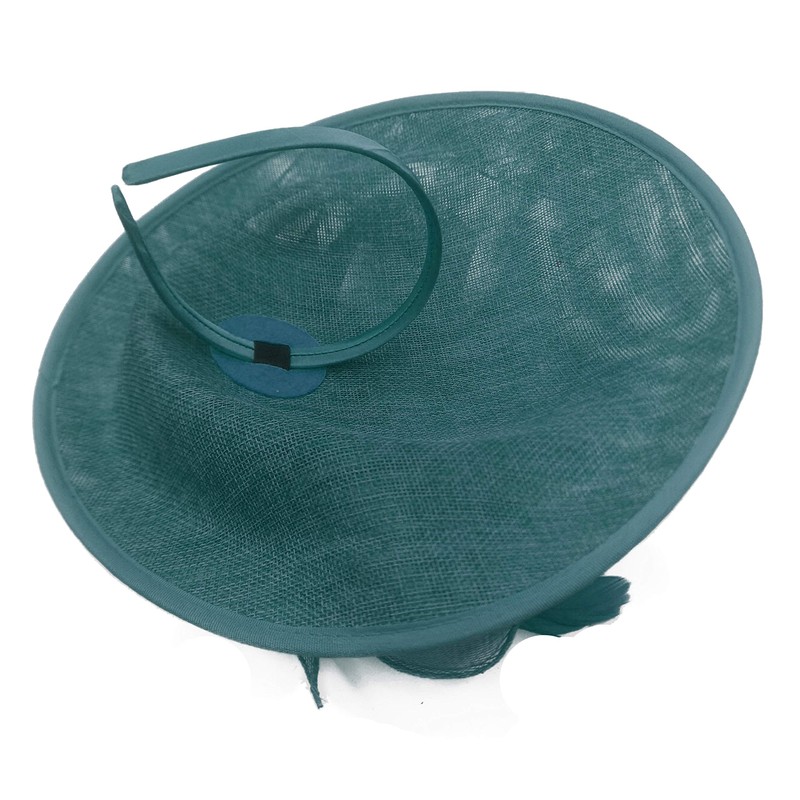 Caprilite Teal Turquoise and Light Turquoise Aqua Sinamay Big Disc