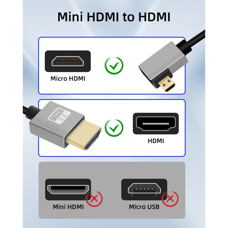 YANBORONSN 4K Micro HDMI to HDMI Spiral Cable 2.2 ft,