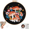 Mushroom Embroidery Kits for Beginners with Art Night Pattern,Adults Starter