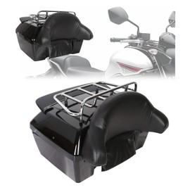 KUAFU 50L Motorcycle Trunk w/Backrest Tail Light Luggage Rack Compatible with Yamaha Honda Harley Davidson Suzuki Vulcan Universal Hard Luggage Tail Trunk Box (Mounting Hardware Included)