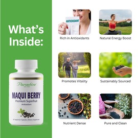 Paradise Herbs, Organic Maqui Berry Extract, 400 mg, Fresh, Freeze-Dried Concentrate for Superior Potency, Non-GMO, Vegan, 60 Capsules