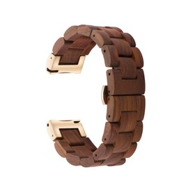 AIYIBEN Quick release Watch Band, natural wood Watch Band, choice of strap colour and width 18mm, 19mm, 20mm, 21mm, 22mm, 23mm or 24mm (22mm, Red Sandalwood)