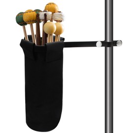 Biaungdo Drum Stick Holder for Drum Set, Removable Nylon Drumstick Bag Holder with Clamp-On Lockable Aluminum Clamp for Drumsticks Mallets, Up to 10 Pairs of Sticks