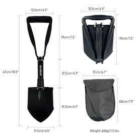 Mini Folding Camping Shovel, Lightweight Portable Small Tactical Survival Shovel, High Carbon Steel Military Shovel Entrenching Tool for Outdoor, Hiking, Digging, Backpacking, Car Emergency, Off Road