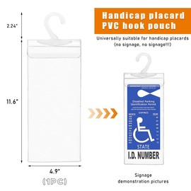 Sylvil Handicap Placard Holder, 11.6"×5" Ultra Transparent Disabled Parking Permit Protective Cover, Auto Handicap Parking Sign Holder with Large Hanger, Car Accessories