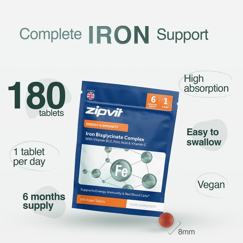 Zipvit Iron Tablets High Strength with Vitamin C, B12 &