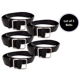 Casual Lot of 5 Men's Black Utility Uniform Work Casual Vinyl Belt Basketweave 46"
