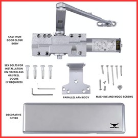 Extra Heavy Duty Commercial Door Closer, DC9016 Automatic Door Closer| ANSI/BHMA A156.4 Grade 1 | UL Listed | Surface-Mounted | Size 1-6 Commercial Closer