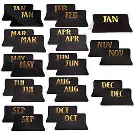 AIEX 72Pcs Monthly Tabs Calendar Stickers, Monthly Calendar Stickers Tabs Adhesive Index Tabs for Planners, Journal, Notebook, Agendas and Organizers, Office and Sturdy (Black)