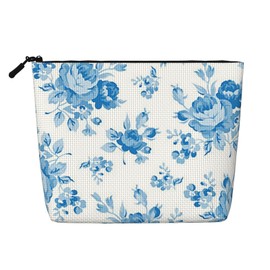 moremohome floral makeup bag,Blue Floral Makeup Bag,vintage makeup bag,Makeup Bag Organizer,Toiletry Bag,2-3