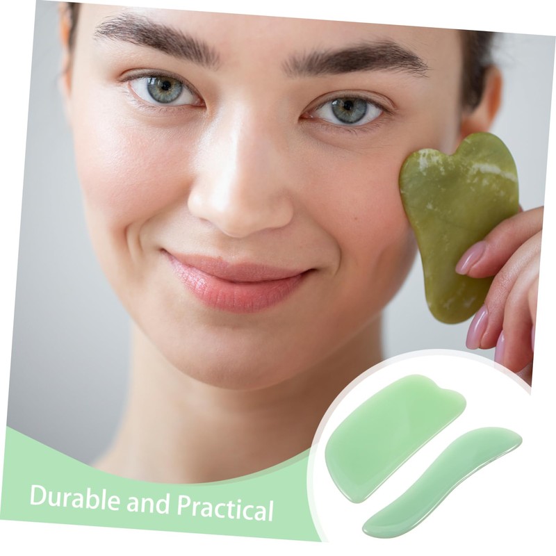 KOMBIUDA 2pcs Facial Guasha Scraping Tool Jade Massage Board for