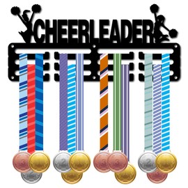 CREATCABIN Cheerleader Medal Holder Medal Hanger Display Rack Sports Metal Hanging Awards Iron Small Mount Decor for Wall Home Badge Race Running Gymnastics Swimming Medalist Black 11.4 x 5.1 Inch
