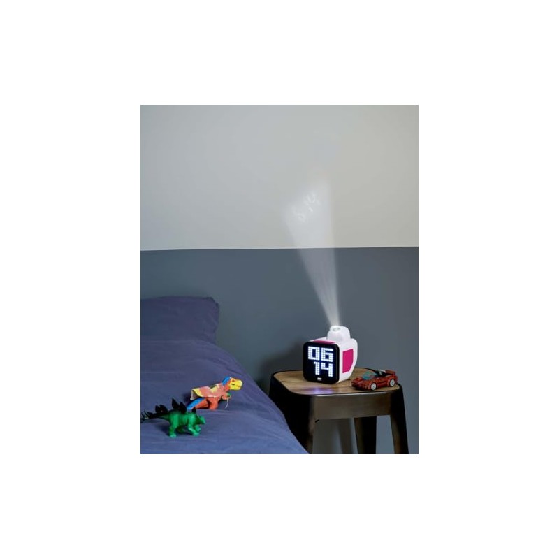 Bigben Retro Cube Alarm Clock with Projector White/Pink