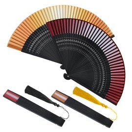 NAHRMY Pack of 2 Hand Fans, Handheld Folding Fan, Oriental Bamboo Fan for Birthday Gifts, Wedding Gifts, Dance, Summer Party Decorations